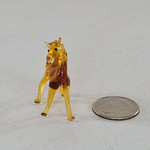 Handcrafted Miniature Amber-Colored Glass Horse Figurine - Picture 7 of 8